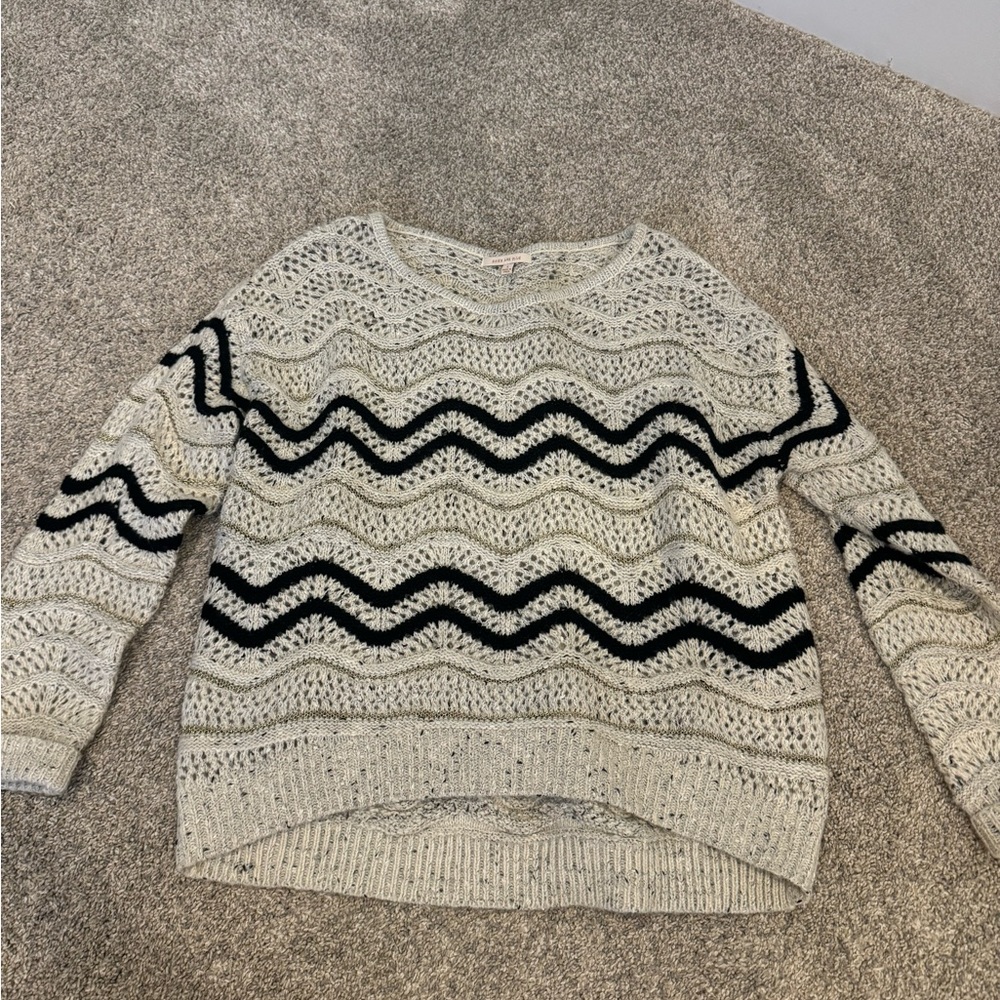 Skies Are Blue Gray and Black Chevron Sweater